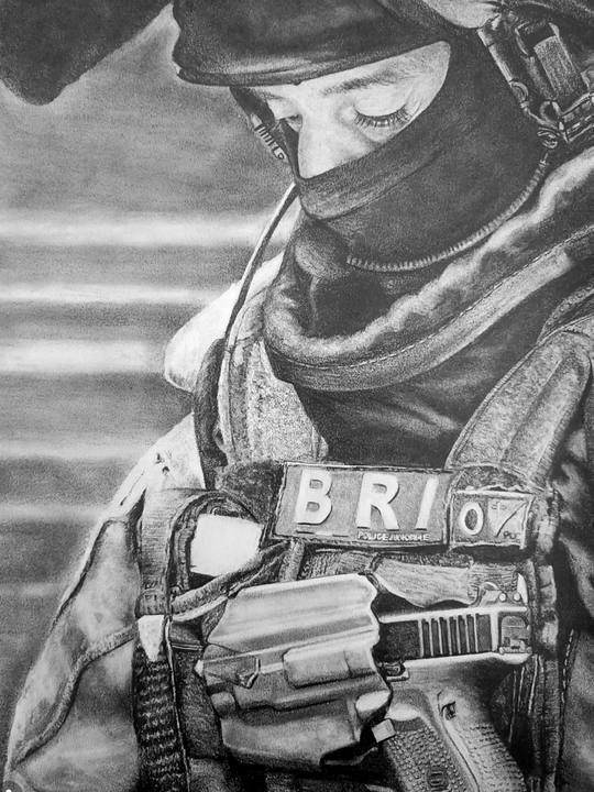 Portrait au graphite d'un opérateur de la BRI